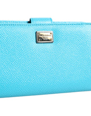 Portefeuille Dolce & Gabbana en cuir bleu clair, format portefeuille continental