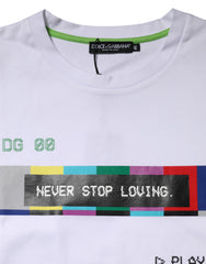 T-shirt à manches courtes imprimé en coton blanc Dolce & Gabbana