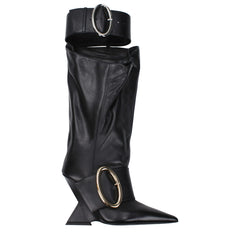 The Attico Black Leather Boots
