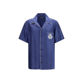 Dolce & Gabbana Blue Silk Shortsleeve Shirt - 40