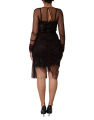 Dolce & Gabbana Schwarzes Etuikleid mit Spitzenbesatz und langen Ärmeln