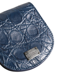 Dolce & Gabbana Münz-Kondomhülle aus blauem exotischem Leder, Geldbörse