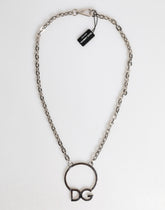 Collier homme Dolce & Gabbana avec pendentif logo DG et chaîne en laiton argenté