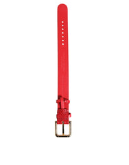 Bracelet Dolce & Gabbana pour femme, en cuir exotique rouge avec boucle en métal doré