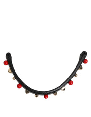 Sac Dolce & Gabbana en cuir noir orné, anse et bandoulière femme