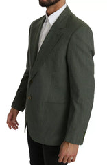 Romeo Gigli Green Linen Blazer One Piece Single Breasted Jacket