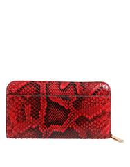 Dolce & Gabbana Rote Clutch-Geldbörse aus exotischem Leder mit Reißverschluss