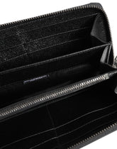 Dolce & Gabbana Black Leather #DGFAMILY Zipper Continental Mens Wallet