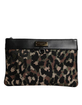 Dolce & Gabbana Mehrfarbige Leopardenmuster-Jacquard-Logo-Plakette Beutel
