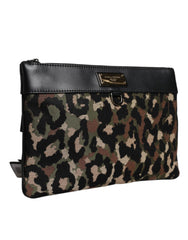 Dolce & Gabbana Mehrfarbige Leopardenmuster-Jacquard-Logo-Plakette Beutel