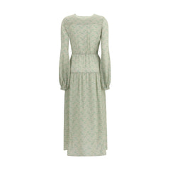 Langes Seidenkleid von Kristina Ti mit Blättermuster