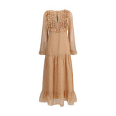 Langes Seidenkleid von Kristina Ti mit Rüschen