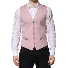 Dolce & Gabbana Gilet de cérémonie en laine rose pour homme