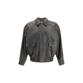 Veste en cuir ballon Saint Laurent