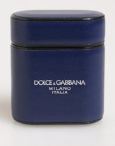 Dolce & Gabbana Klapphülle aus blauem Leder mit Logoprint für Herren (AirPods)