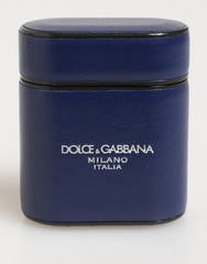 Dolce & Gabbana Klapphülle aus blauem Leder mit Logoprint für Herren (AirPods)