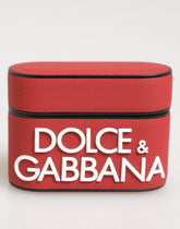 Dolce & Gabbana AirPods-Hülle aus rotem und weißem Silikon mit geprägtem Logo