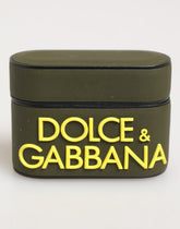 Dolce & Gabbana AirPods-Hülle aus olivgrünem Gummi mit geprägtem Logo