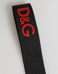 Dolce & Gabbana Schlüsselanhänger mit schwarzem und rotem Logo aus Polyester und Messing