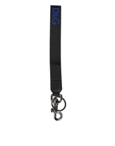 Porte-clés Dolce & Gabbana en polyester noir et bleu avec logo DG et support en laiton