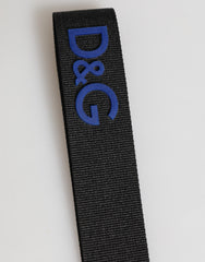 Porte-clés Dolce & Gabbana en polyester noir et bleu avec logo DG et support en laiton