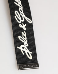 Porte-clés homme Dolce & Gabbana noir et blanc en polyester avec logo DG argenté