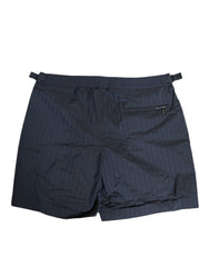 Short de bain homme Dolce & Gabbana bleu marine à fines rayures en polyester