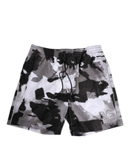 Maillot de bain homme Dolce & Gabbana camouflage noir et blanc avec logo DG