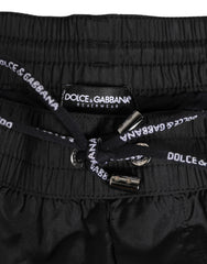 Dolce & Gabbana Black Nylon KING Sideband Men Boxer Shorts Swimwear