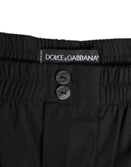 Dolce & Gabbana Badebekleidung aus schwarzer Baumwolle mit elastischem Bund und Knöpfen