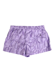 Short de bain homme Dolce & Gabbana violet en nylon imprimé logo DG