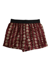 Boxer homme Dolce & Gabbana en soie bordeaux à imprimé pièces de monnaie