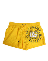 Dolce & Gabbana Herren-Boxershorts aus gelbem Nylon mit Logoprint