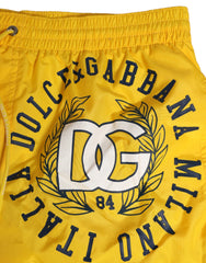 Boxer Dolce & Gabbana jaune en nylon imprimé logo pour homme