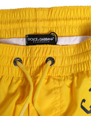 Boxer Dolce & Gabbana jaune en nylon imprimé logo pour homme