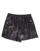 Dolce & Gabbana Schwarze Herren-Boxershorts aus Satinseide mit elastischem Gummizug