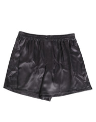 Dolce & Gabbana Schwarze Herren-Boxershorts aus Satinseide mit elastischem Gummizug