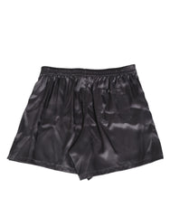 Dolce & Gabbana Schwarze Herren-Boxershorts aus Satinseide mit elastischem Gummizug