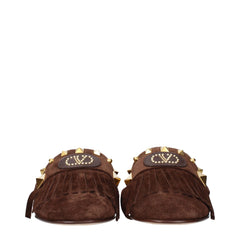 Valentino Garavani Brown Leather Slippers Sandals