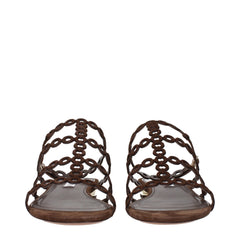 Aquazzura Brown Leather Flat Sandals