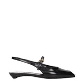 Prada Black Leather Flat Sandals