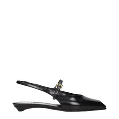 Prada Black Leather Flat Sandals