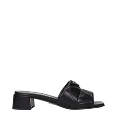Prada Black Leather Flat Sandals