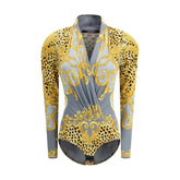 Versace Leopard draped Bodysuit