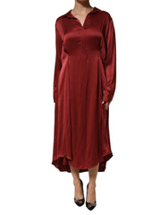 Robe longue Fabiana Filippi bordeaux en acétate de viscose satiné.