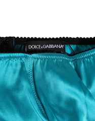 Dolce & Gabbana Aquagrüne Satin-Slips mit hohem Bund
