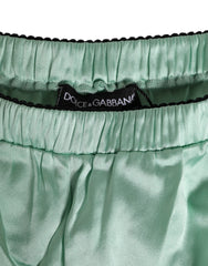 Dolce & Gabbana Unterwäsche aus wassergrünem Satin mit schwarzem Spitzenbesatz