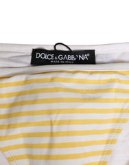 Sous-vêtements Dolce & Gabbana à rayures blanches et jaunes avec logo et lien sur le côté