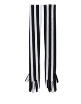 Dolce & Gabbana Black White Stripes Nylon Elbow Length Women Gloves - 7|S