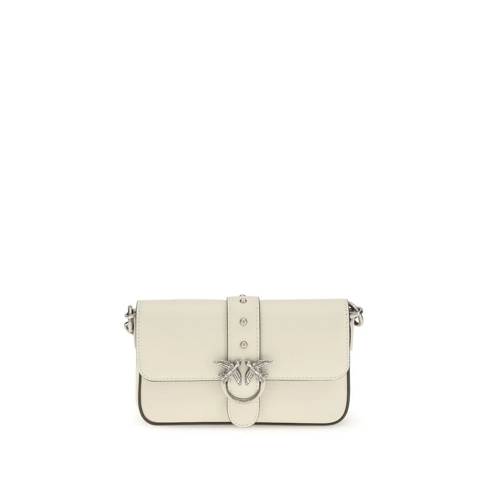 PINKO White Calf Leather Bos Taurus Shoulder Bag